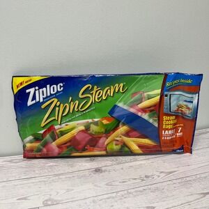Ziploc Zip 'N Steam Cooking Bags‎ 7 Large Microwave Discontinued 3-5 Servings ea